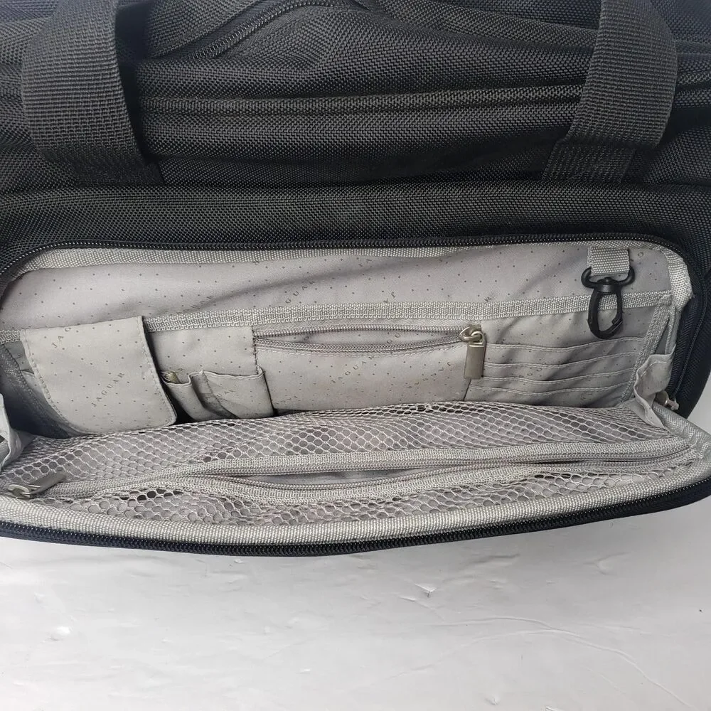 Jaguar Laptop Bag Briefcase Black Nylon Organizer Padded Compartment Zip Handles